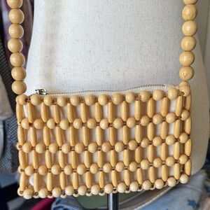 Beaded Tan Crossbody Bag